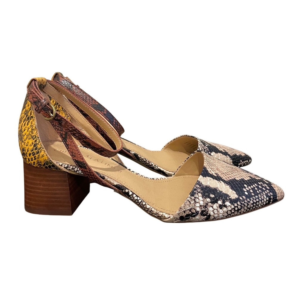 Gibson Latimer Snake Print Block Heel Ankle Strap Pointed Toe Heel Women's 8M‎